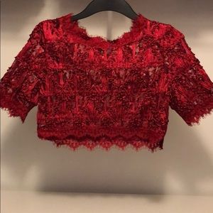 Red crop top luxxel blouse